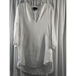 Cynthia Rowley Linen 3/4 Sleeves Tunic, White, Sz: S, 79-14